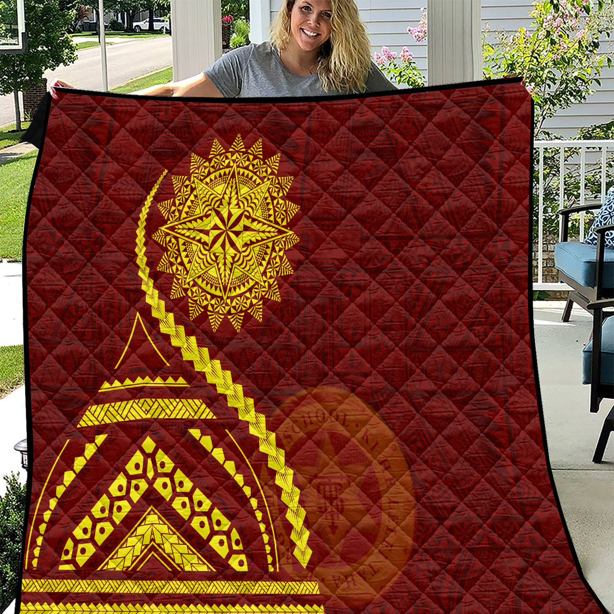Tonga High School Quilt Ngatu and Polynesian Pattern LT03 Red - Polynesian Pride