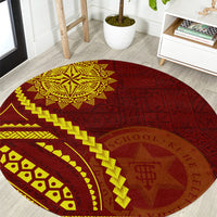 Tonga High School Round Carpet Ngatu and Polynesian Pattern LT03 Red - Polynesian Pride