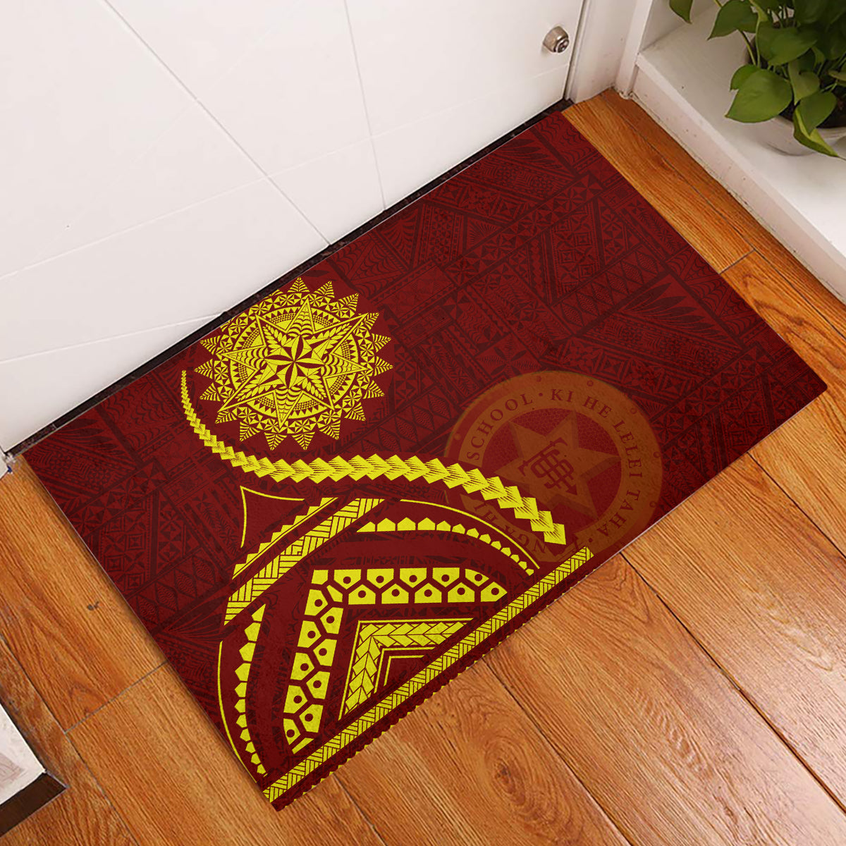 Tonga High School Rubber Doormat Ngatu and Polynesian Pattern