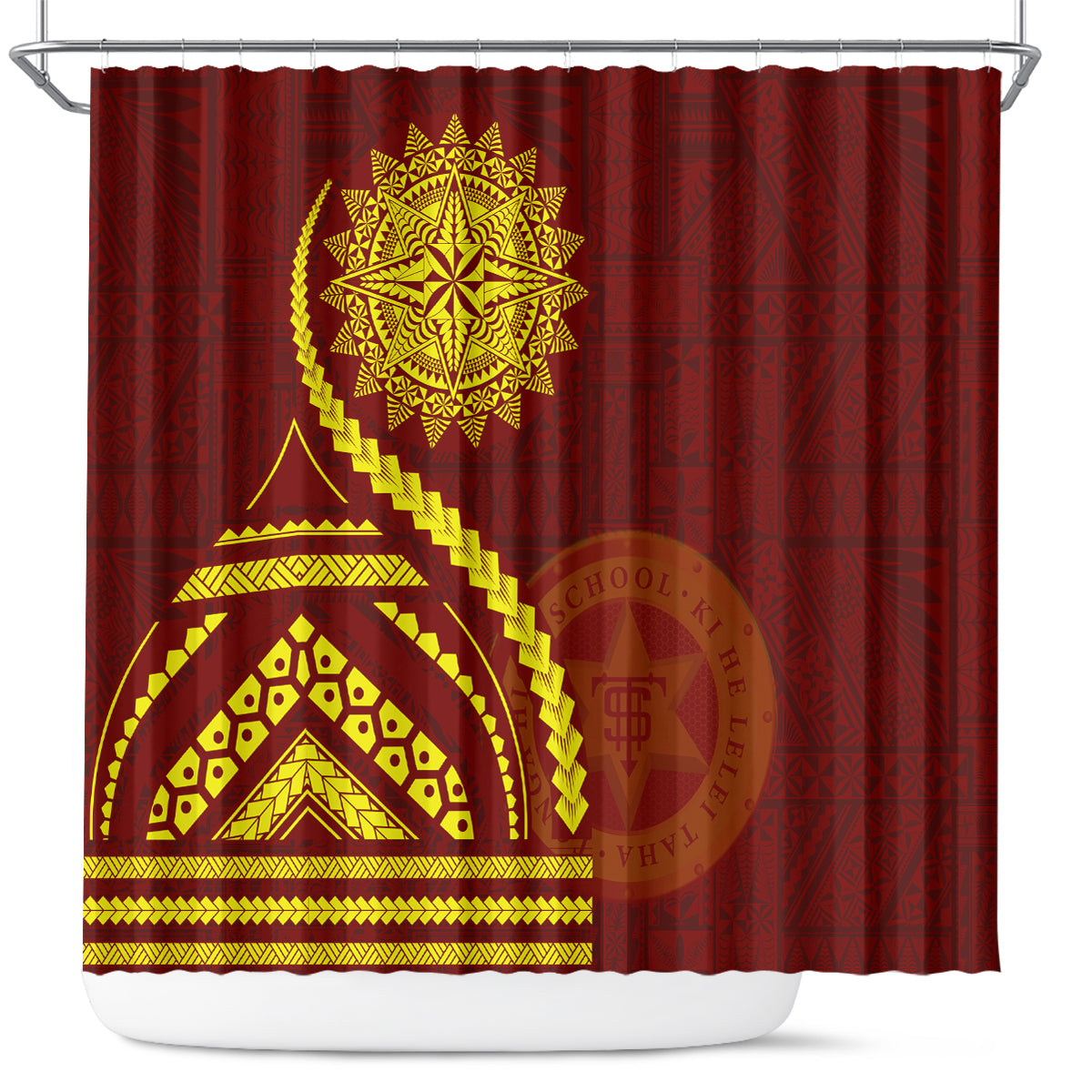 Tonga High School Shower Curtain Ngatu and Polynesian Pattern