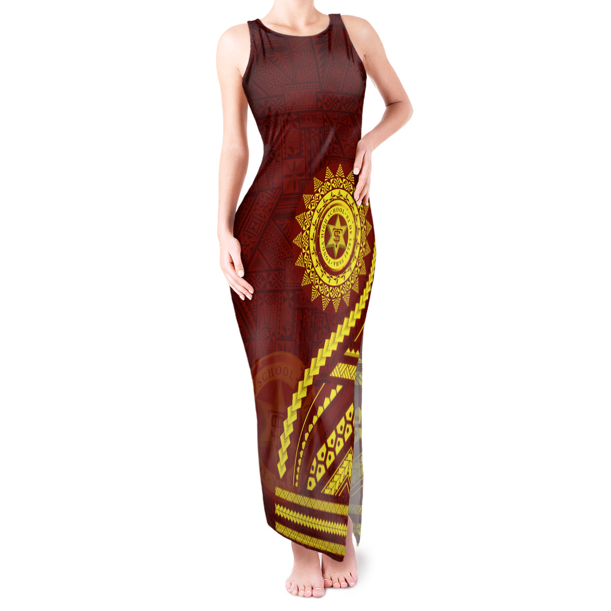 Tonga High School Tank Maxi Dress Ngatu and Polynesian Pattern