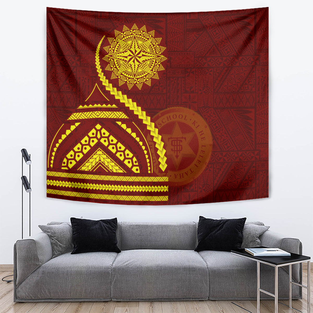 Tonga High School Tapestry Ngatu and Polynesian Pattern LT03 Red - Polynesian Pride