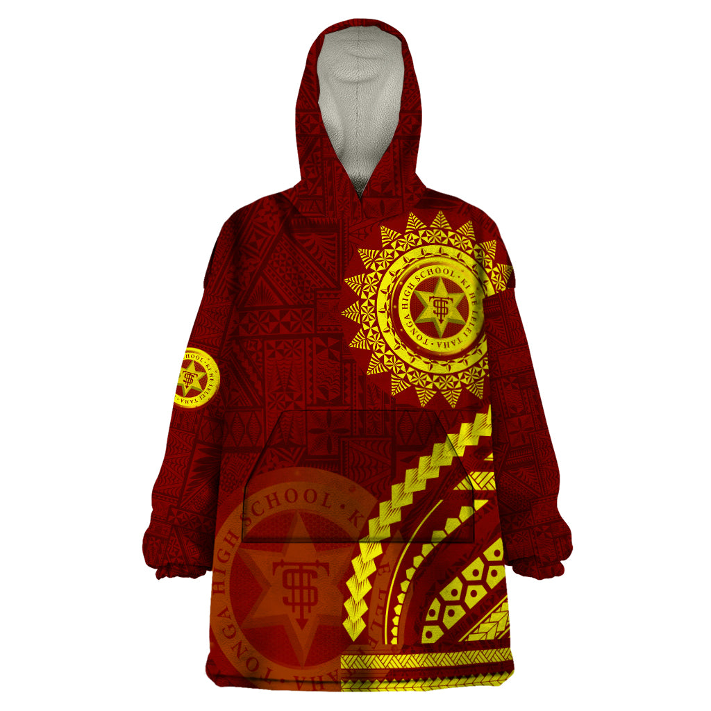 Tonga High School Wearable Blanket Hoodie Ngatu and Polynesian Pattern