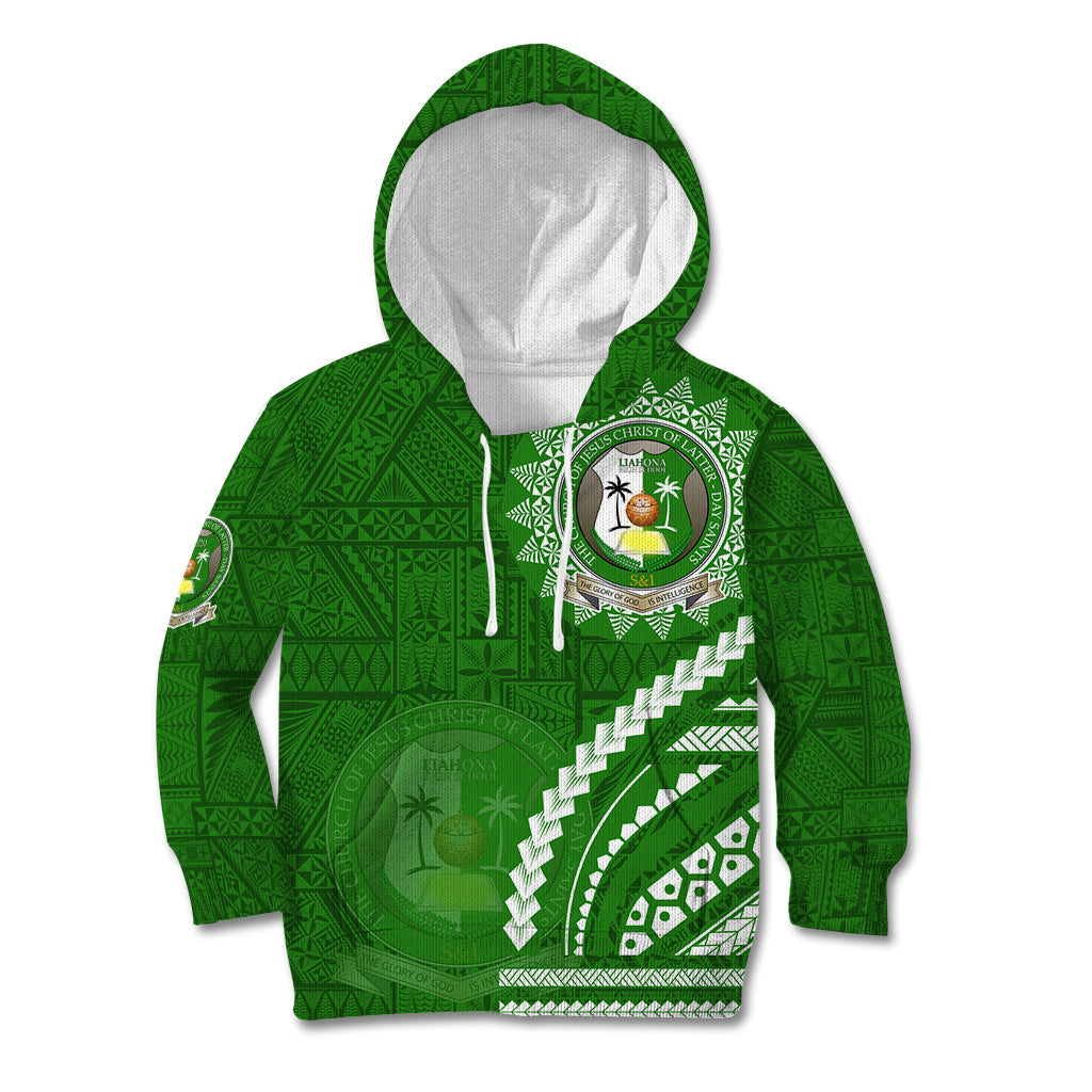 Liahona High School Kid Hoodie Ngatu and Polynesian Pattern LT03 Hoodie Green - Polynesian Pride