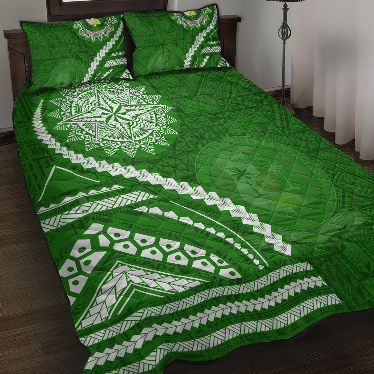 Liahona High School Quilt Bed Set Ngatu and Polynesian Pattern