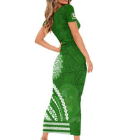 Liahona High School Short Sleeve Bodycon Dress Ngatu and Polynesian Pattern LT03 - Polynesian Pride
