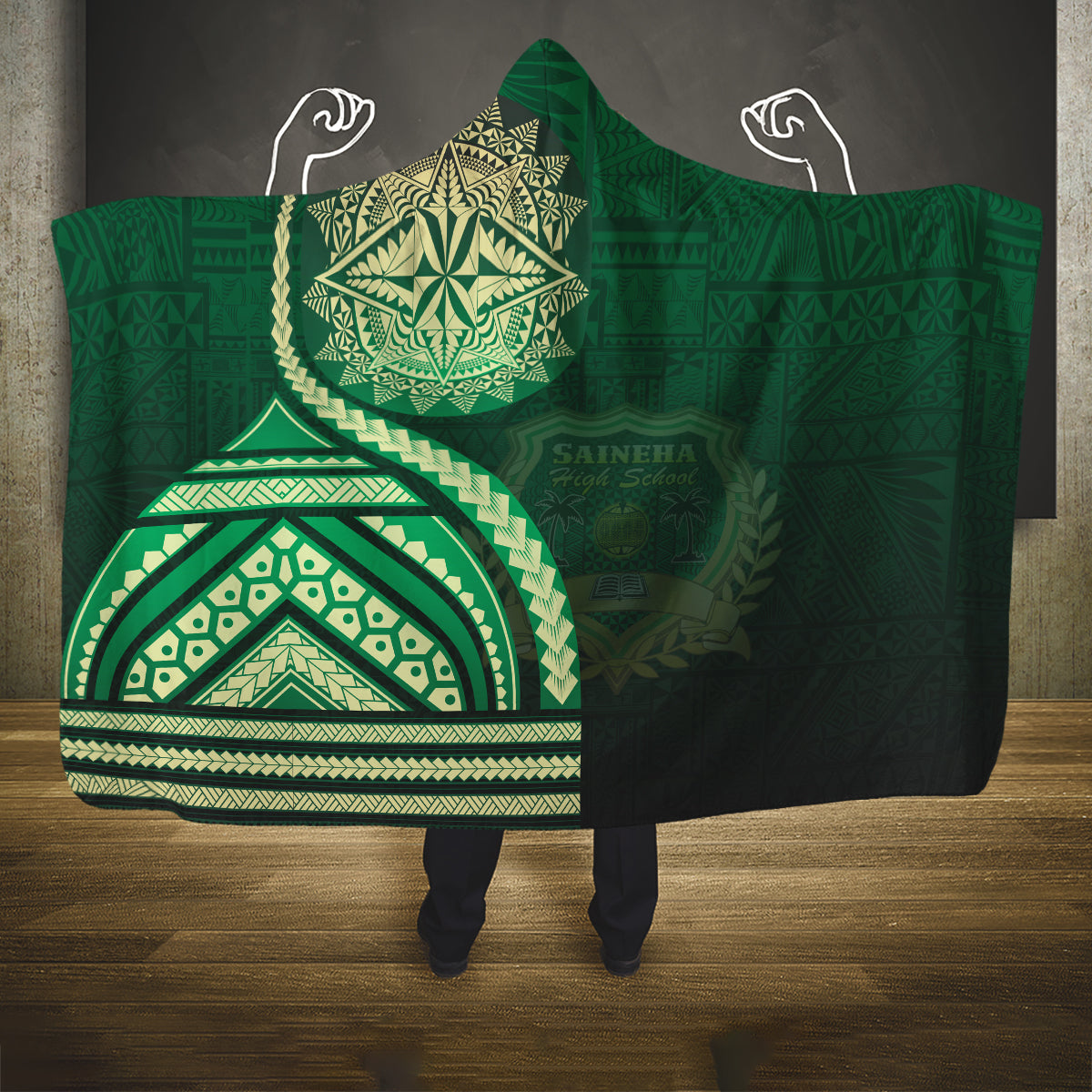 Saineha High School Hooded Blanket Ngatu and Polynesian Pattern