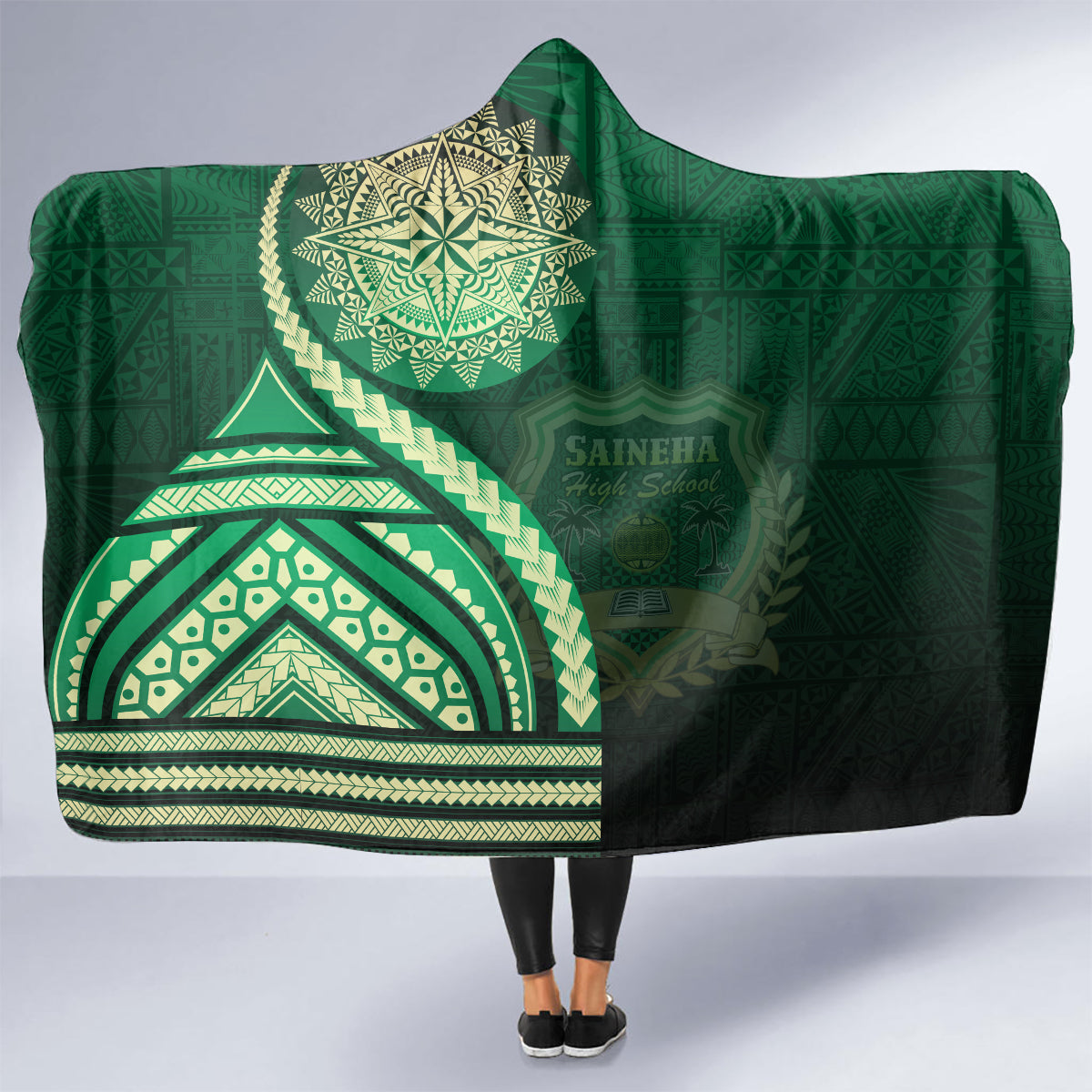 Saineha High School Hooded Blanket Ngatu and Polynesian Pattern LT03 - Polynesian Pride