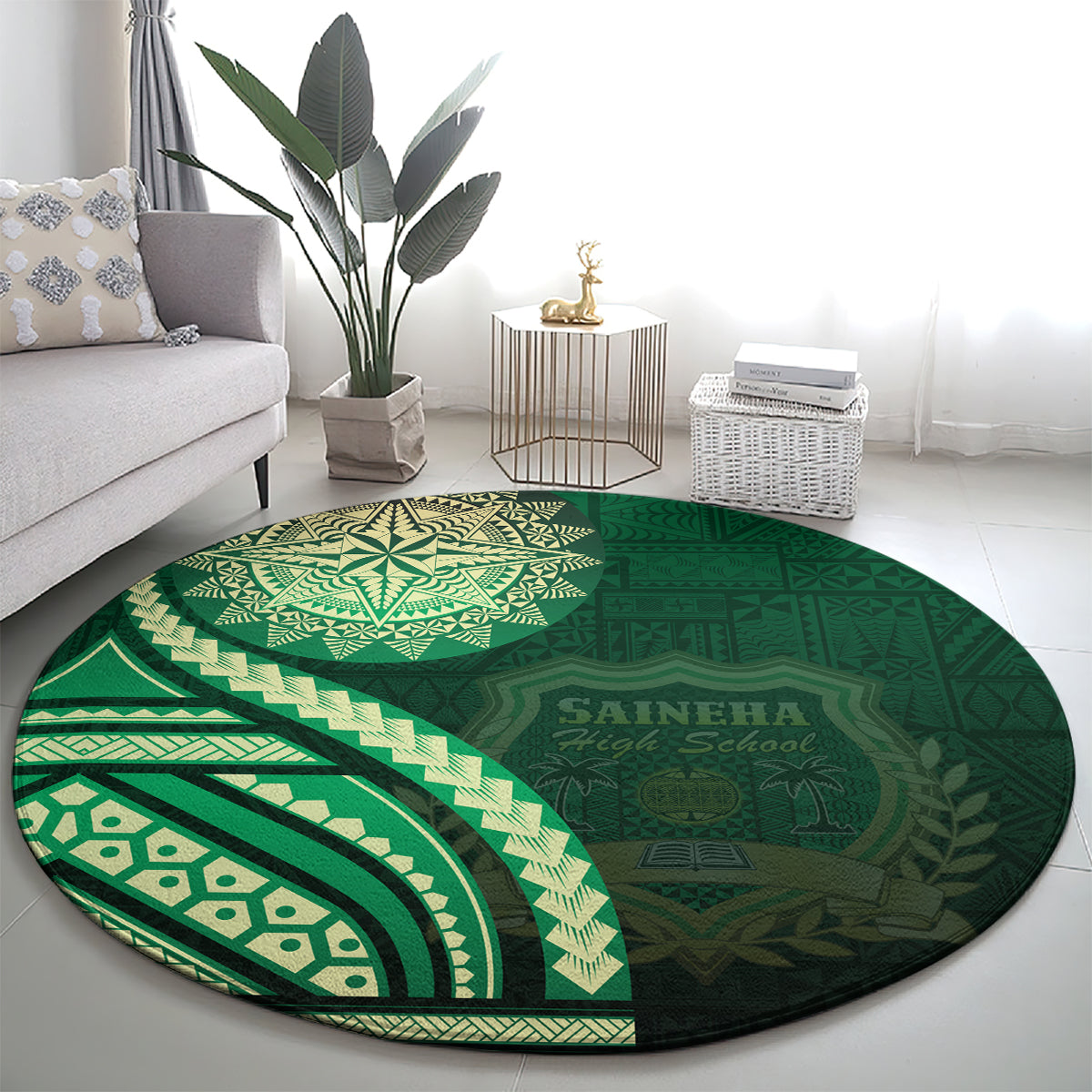 Saineha High School Round Carpet Ngatu and Polynesian Pattern LT03 - Polynesian Pride