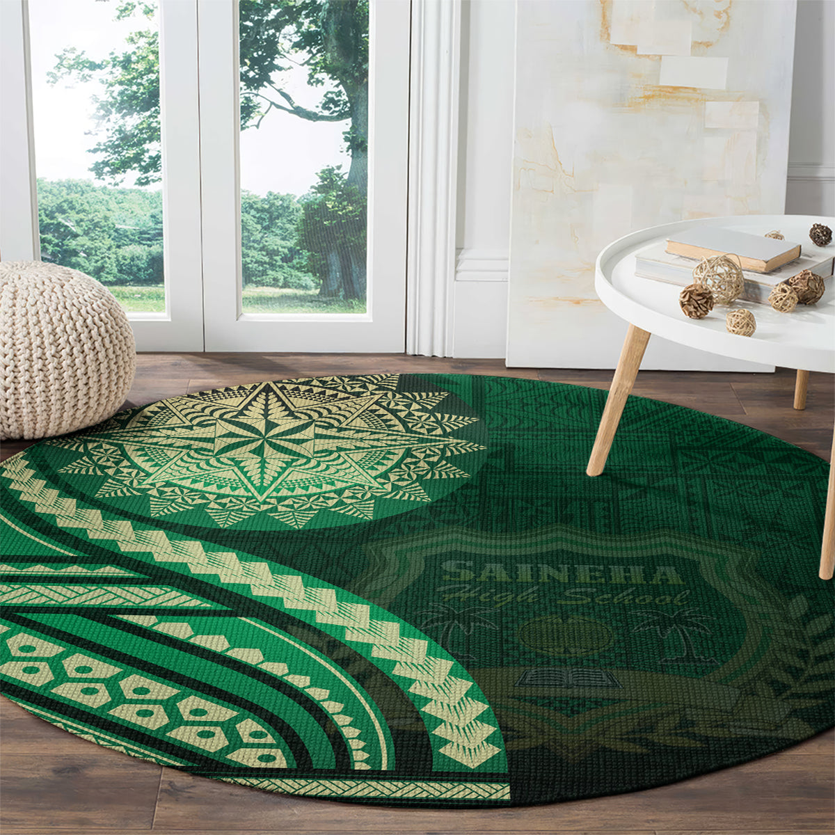 Saineha High School Round Carpet Ngatu and Polynesian Pattern LT03 - Polynesian Pride