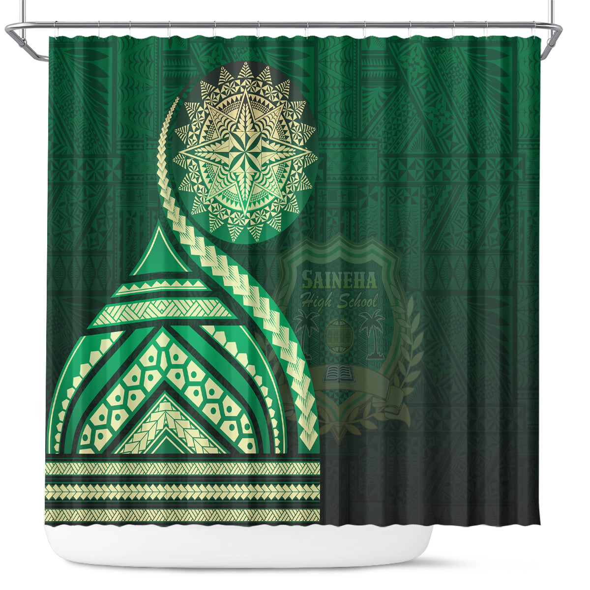 Saineha High School Shower Curtain Ngatu and Polynesian Pattern