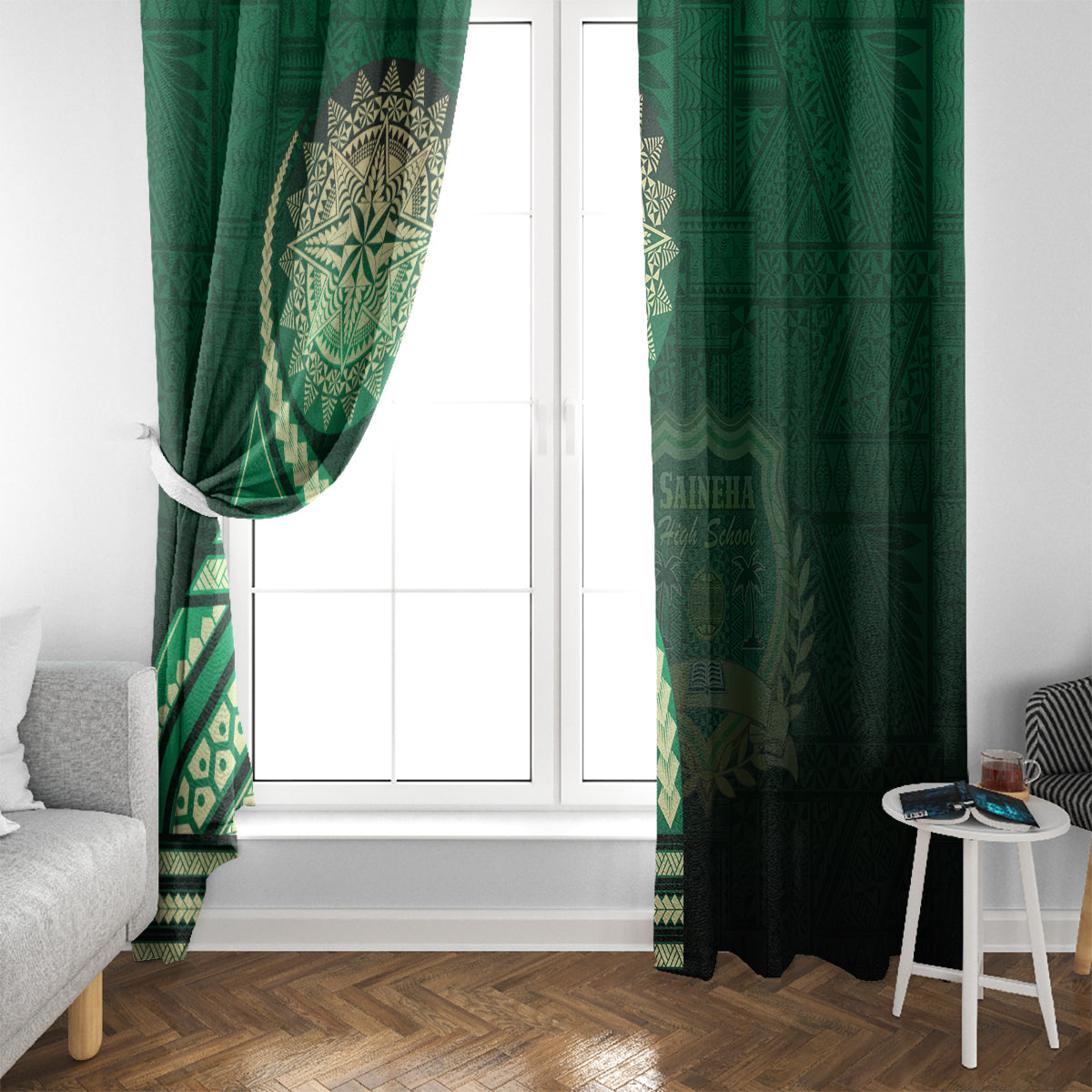 Saineha High School Window Curtain Ngatu and Polynesian Pattern LT03 - Polynesian Pride