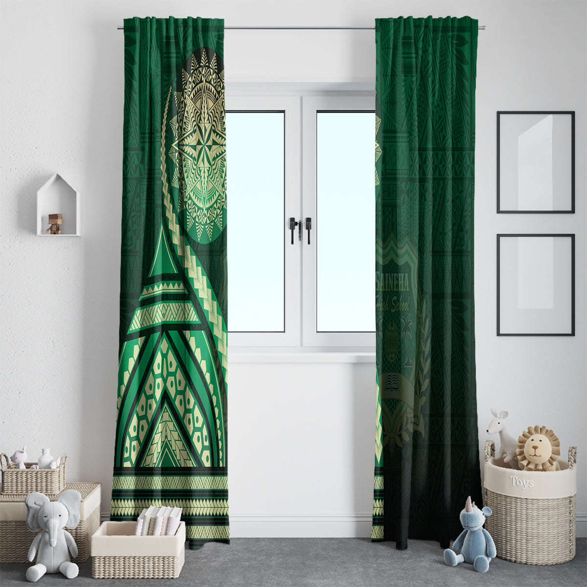 Saineha High School Window Curtain Ngatu and Polynesian Pattern LT03 - Polynesian Pride