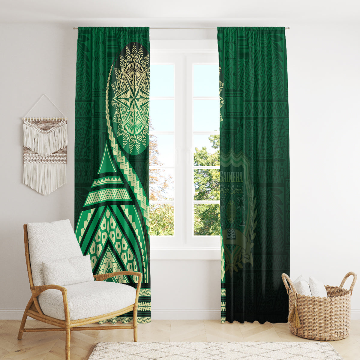 Saineha High School Window Curtain Ngatu and Polynesian Pattern LT03 - Polynesian Pride