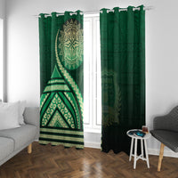 Saineha High School Window Curtain Ngatu and Polynesian Pattern LT03 With Grommets Green - Polynesian Pride