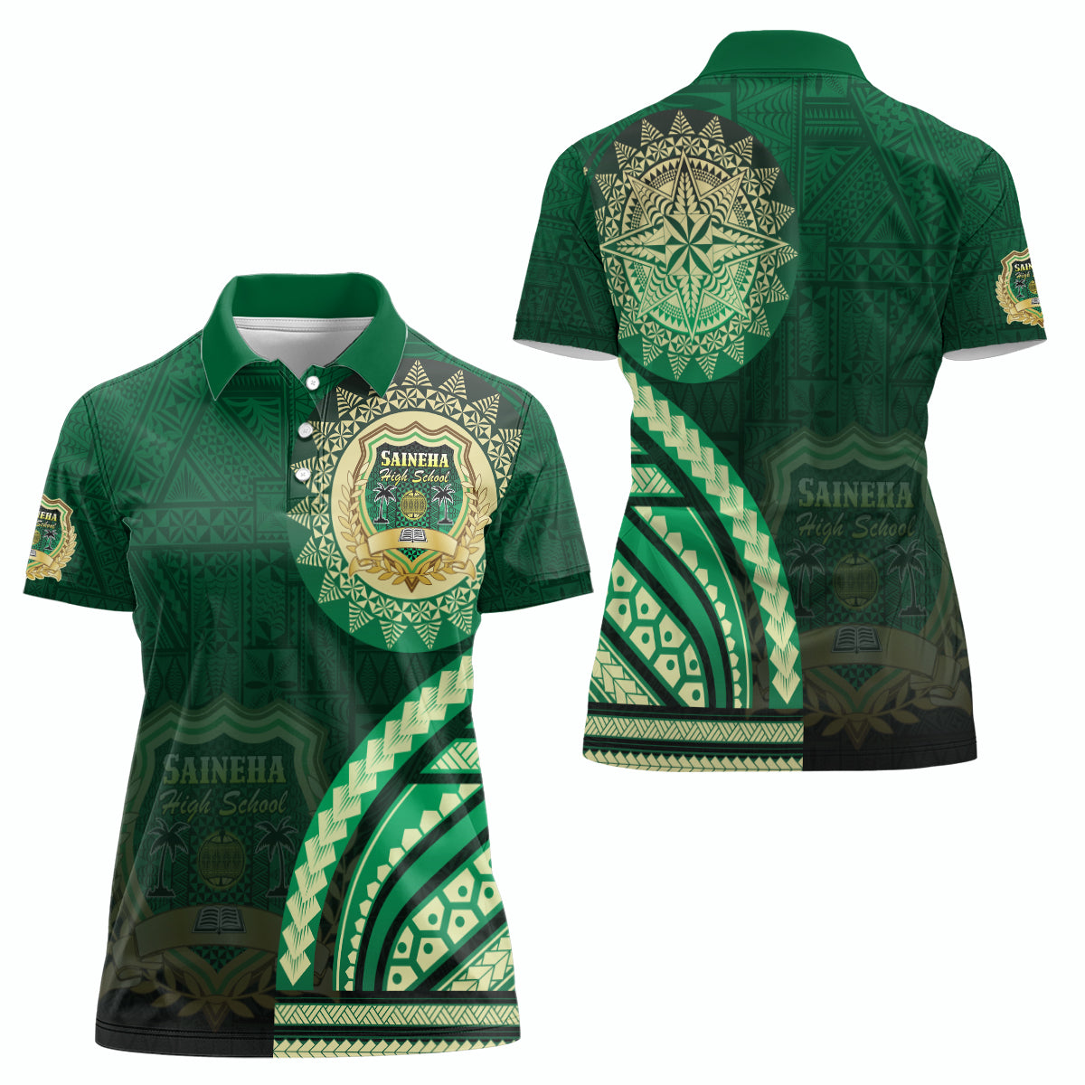Saineha High School Women Polo Shirt Ngatu and Polynesian Pattern LT03 - Polynesian Pride