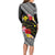 Aloha Hawaii Hibiscus and Plumeria Flowers Long Sleeve Bodycon Dress Kanaka Maoli Tattoo Polynesian Pattern