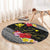 Aloha Hawaii Hibiscus and Plumeria Flowers Round Carpet Kanaka Maoli Tattoo Polynesian Pattern