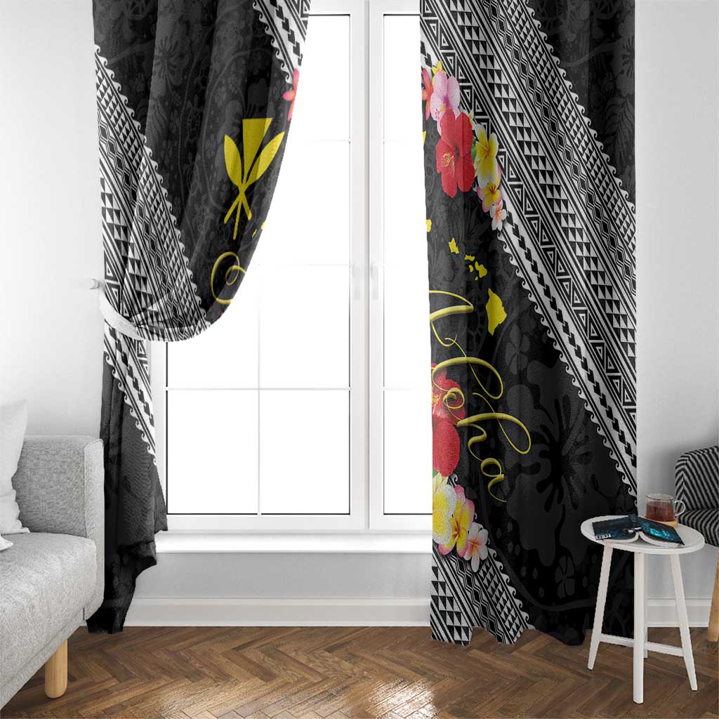 Aloha Hawaii Hibiscus and Plumeria Flowers Window Curtain Kanaka Maoli Tattoo Polynesian Pattern LT03 - Polynesian Pride