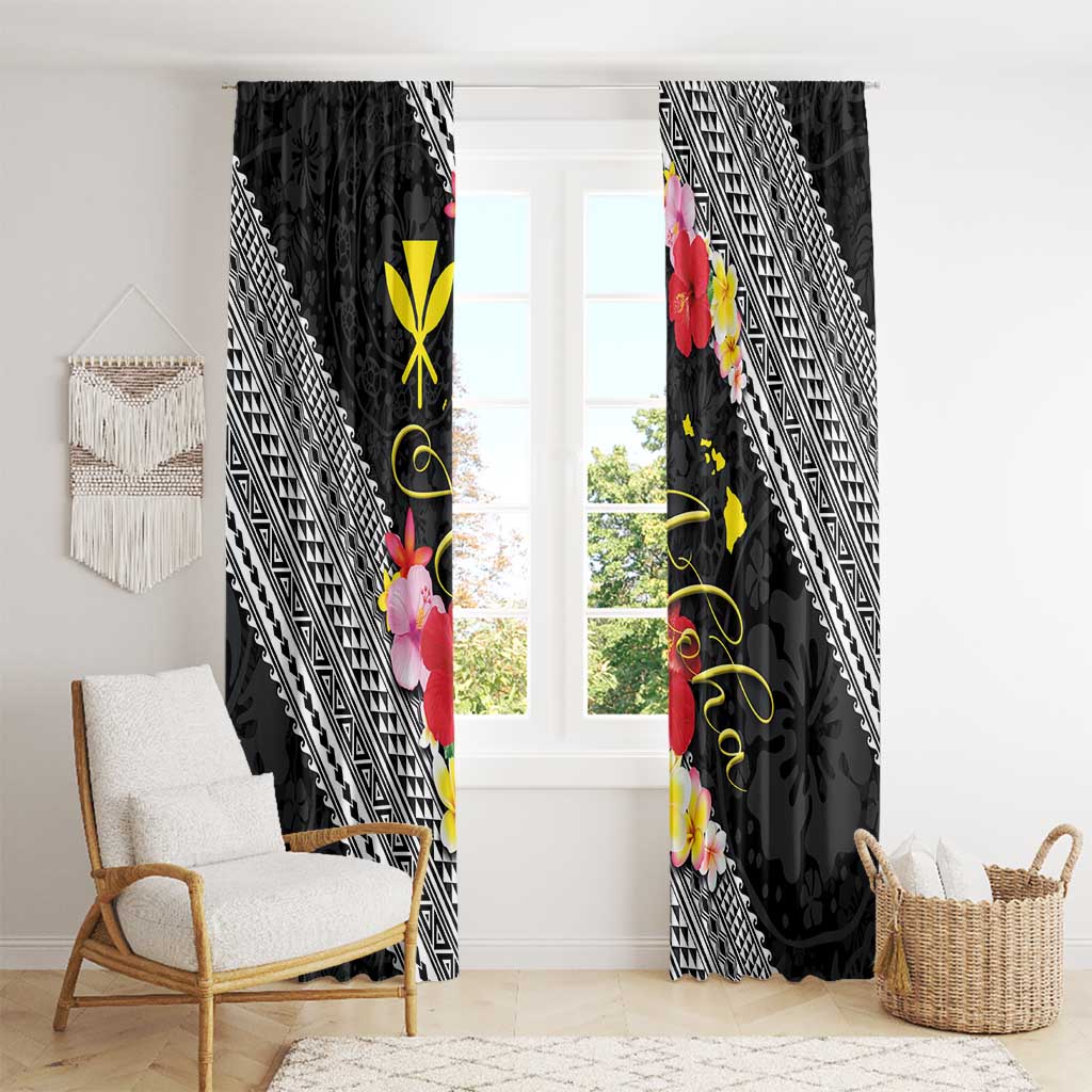 Aloha Hawaii Hibiscus and Plumeria Flowers Window Curtain Kanaka Maoli Tattoo Polynesian Pattern LT03 - Polynesian Pride