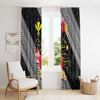 Aloha Hawaii Hibiscus and Plumeria Flowers Window Curtain Kanaka Maoli Tattoo Polynesian Pattern LT03 - Polynesian Pride