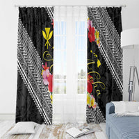 Aloha Hawaii Hibiscus and Plumeria Flowers Window Curtain Kanaka Maoli Tattoo Polynesian Pattern LT03 - Polynesian Pride