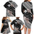 Aloha Hawaii Hibiscus and Plumeria Flowers Family Matching Long Sleeve Bodycon Dress and Hawaiian Shirt Kanaka Maoli Tattoo Polynesian Pattern Gray Color