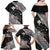 Aloha Hawaii Hibiscus and Plumeria Flowers Family Matching Off Shoulder Maxi Dress and Hawaiian Shirt Kanaka Maoli Tattoo Polynesian Pattern Gray Color