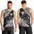 Aloha Hawaii Hibiscus and Plumeria Flowers Men Tank Top Kanaka Maoli Tattoo Polynesian Pattern Gray Color