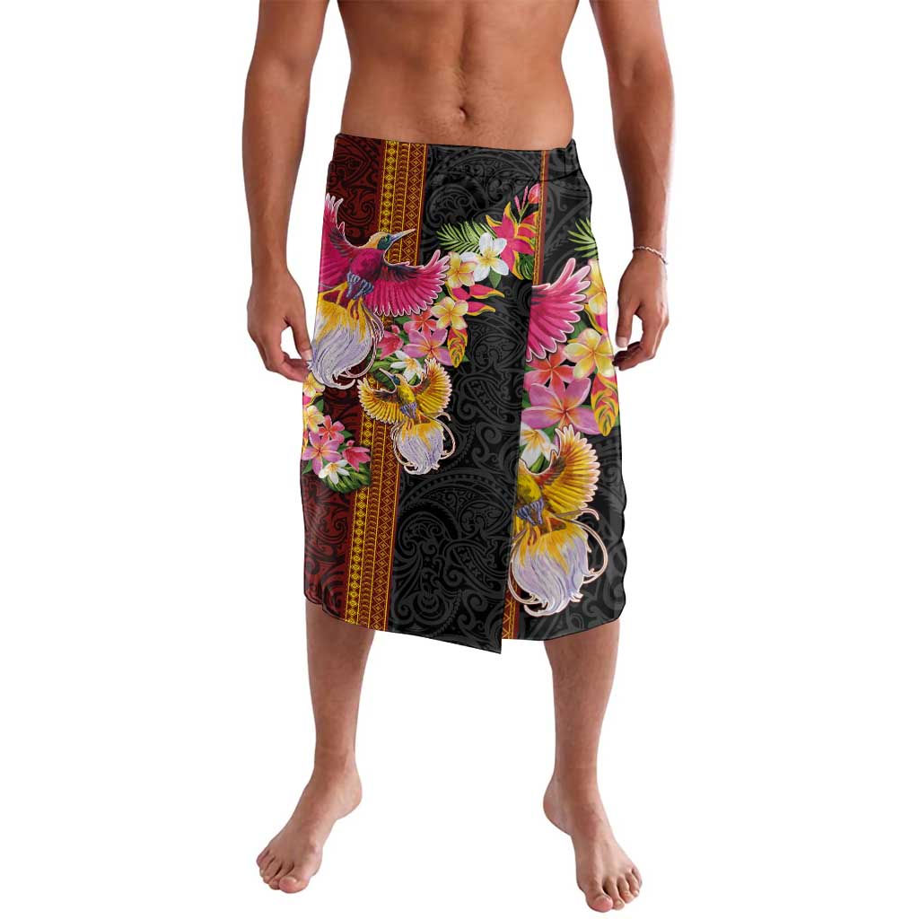 Papua New Guinea Birds and Frangipani Lavalava Melanesian Art Tattoos LT03 Black - Polynesian Pride