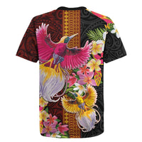 Papua New Guinea Birds and Frangipani Rugby Jersey Melanesian Art Tattoos LT03 - Polynesian Pride