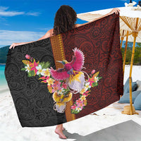 Papua New Guinea Birds and Frangipani Sarong Melanesian Art Tattoos LT03 One Size 44 x 66 inches Black - Polynesian Pride