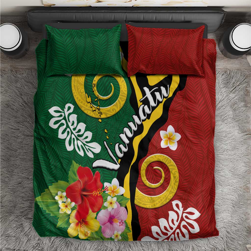 Melanesian Vanuatu Tribal Boar Tusk Bedding Set Tropical Plants and Namele Motifs LT03 Green - Polynesian Pride