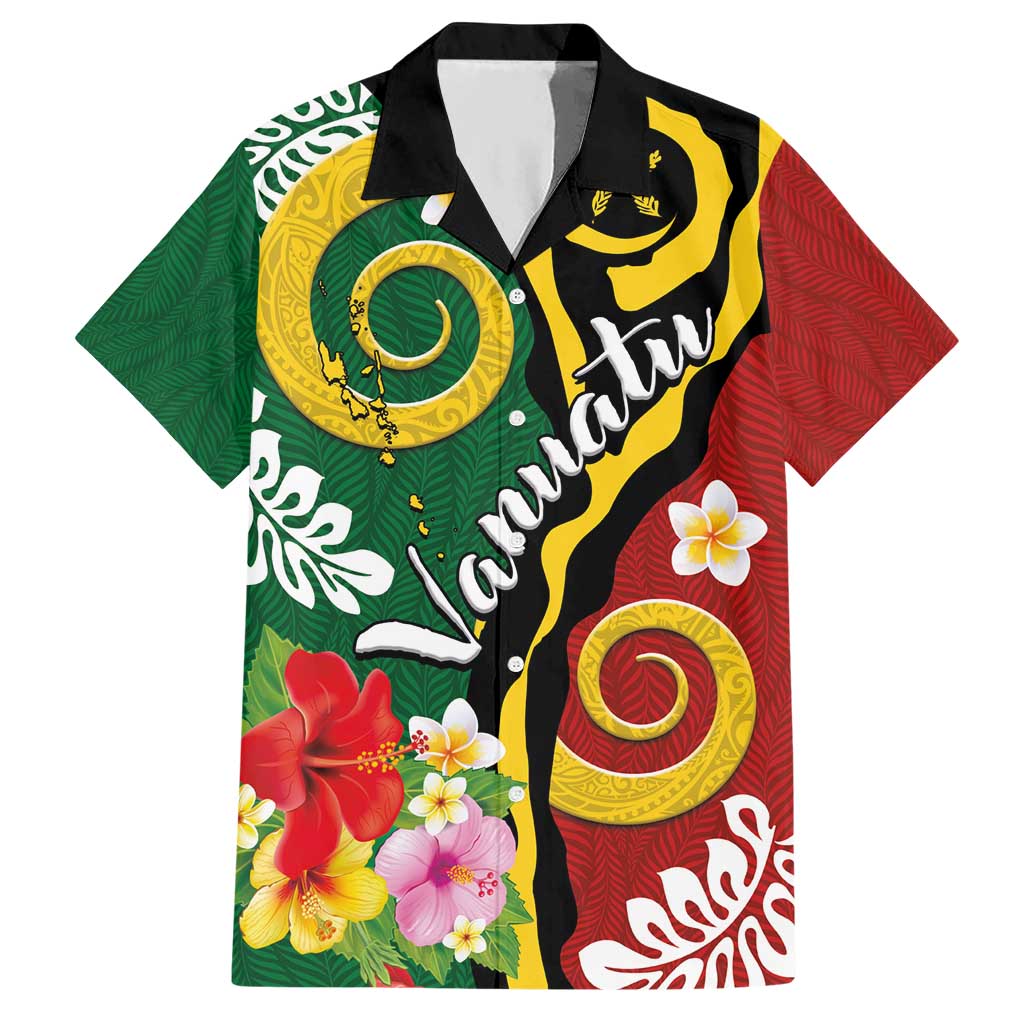 Melanesian Vanuatu Tribal Boar Tusk Hawaiian Shirt Tropical Plants and Namele Motifs LT03 Green - Polynesian Pride