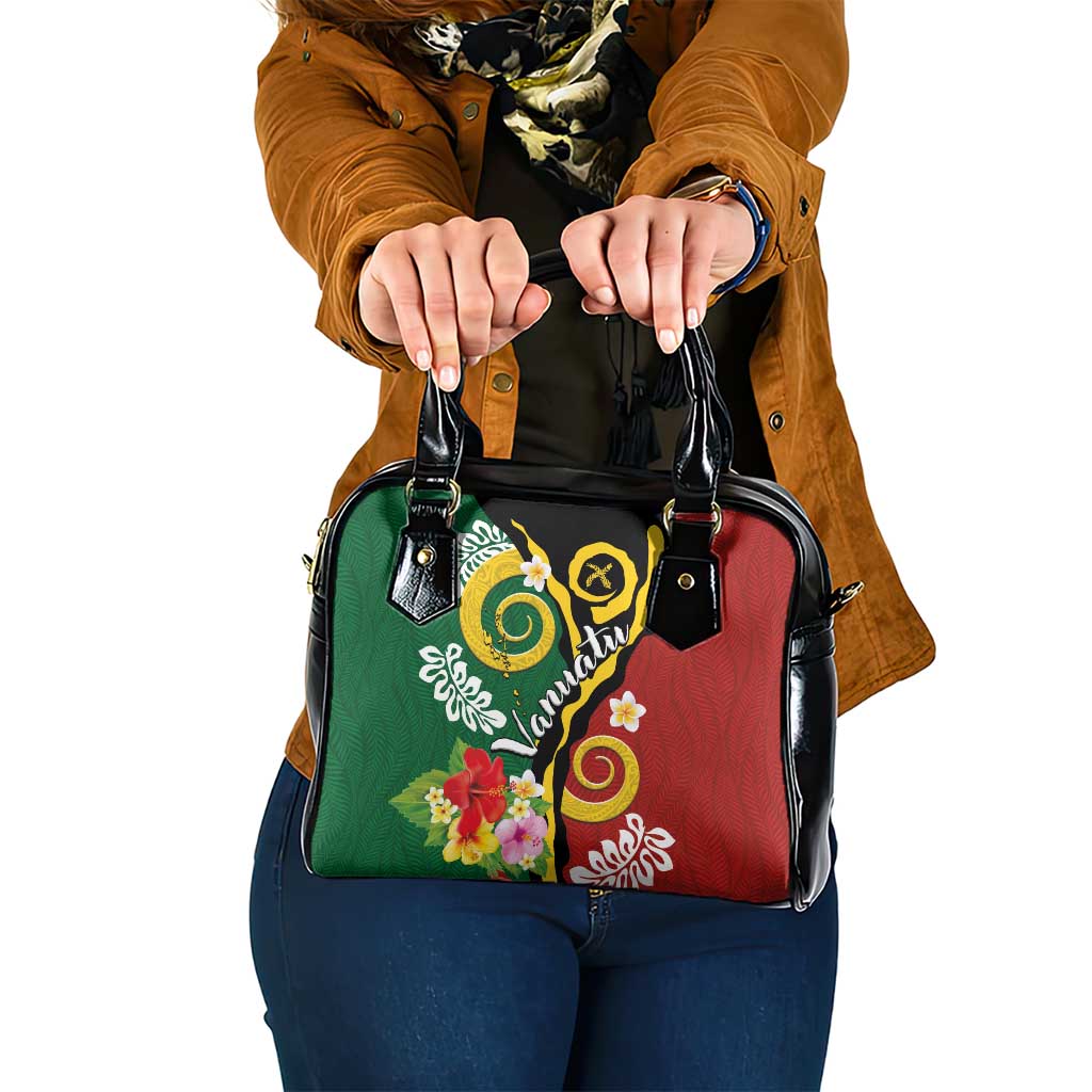 Melanesian Vanuatu Tribal Boar Tusk Shoulder Handbag Tropical Plants and Namele Motifs LT03 One Size Green - Polynesian Pride