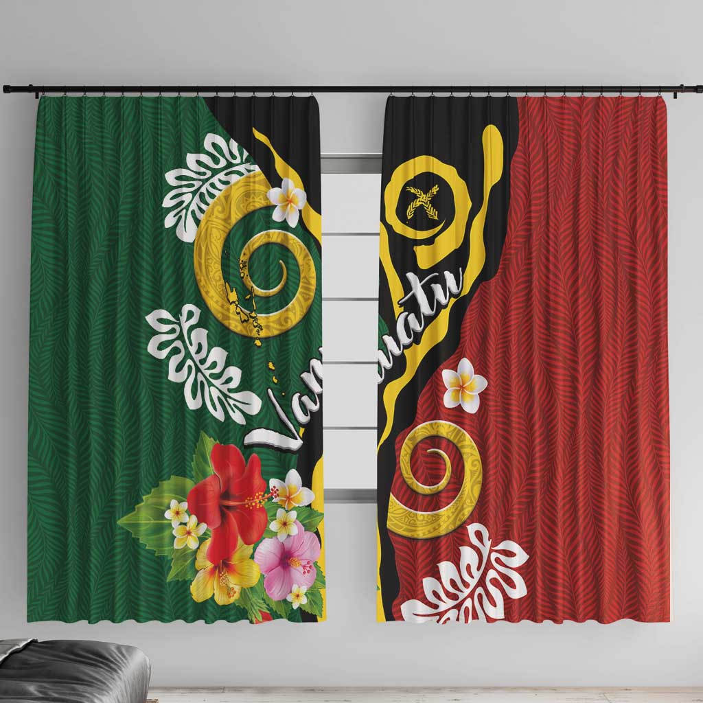 Melanesian Vanuatu Tribal Boar Tusk Window Curtain Tropical Plants and Namele Motifs LT03 With Hooks Green - Polynesian Pride