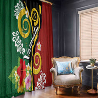 Melanesian Vanuatu Tribal Boar Tusk Window Curtain Tropical Plants and Namele Motifs LT03 - Polynesian Pride