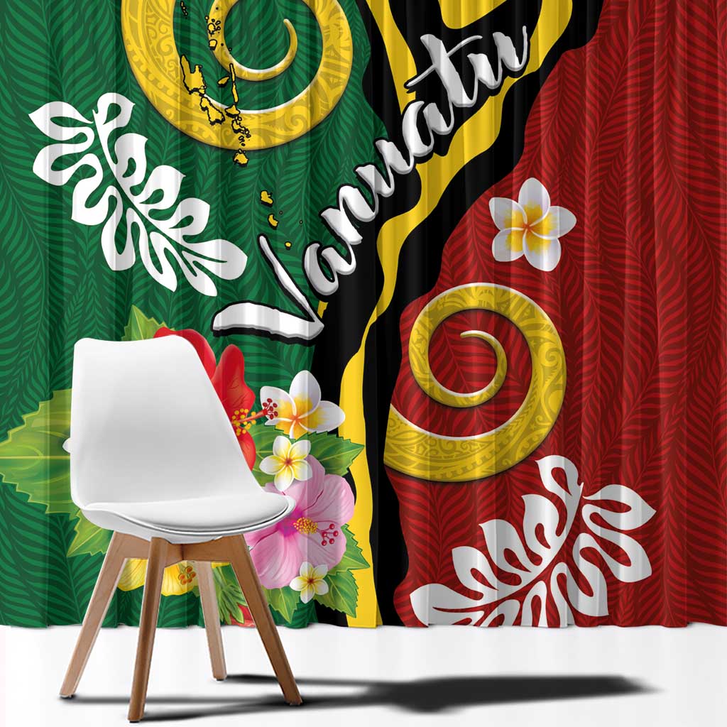 Melanesian Vanuatu Tribal Boar Tusk Window Curtain Tropical Plants and Namele Motifs LT03 - Polynesian Pride