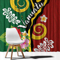 Melanesian Vanuatu Tribal Boar Tusk Window Curtain Tropical Plants and Namele Motifs LT03 - Polynesian Pride