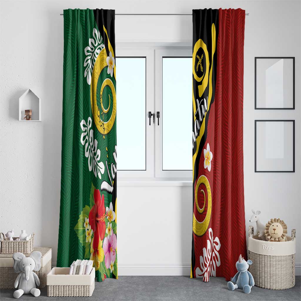 Melanesian Vanuatu Tribal Boar Tusk Window Curtain Tropical Plants and Namele Motifs LT03 - Polynesian Pride