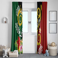 Melanesian Vanuatu Tribal Boar Tusk Window Curtain Tropical Plants and Namele Motifs LT03 - Polynesian Pride