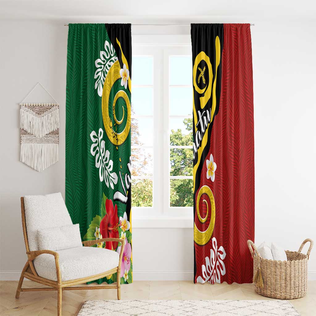 Melanesian Vanuatu Tribal Boar Tusk Window Curtain Tropical Plants and Namele Motifs LT03 - Polynesian Pride