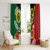 Melanesian Vanuatu Tribal Boar Tusk Window Curtain Tropical Plants and Namele Motifs LT03 - Polynesian Pride