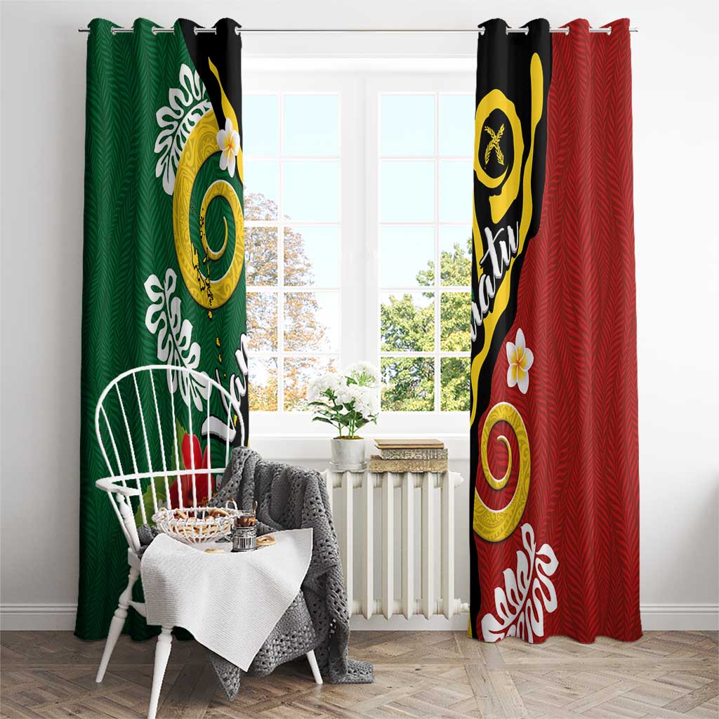 Melanesian Vanuatu Tribal Boar Tusk Window Curtain Tropical Plants and Namele Motifs LT03 - Polynesian Pride