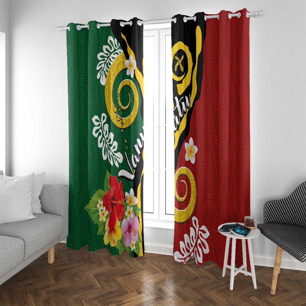 Melanesian Vanuatu Tribal Boar Tusk Window Curtain Tropical Plants and Namele Motifs LT03 With Grommets Green - Polynesian Pride