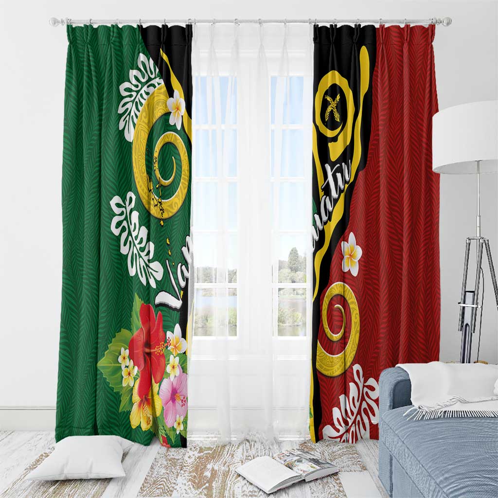 Melanesian Vanuatu Tribal Boar Tusk Window Curtain Tropical Plants and Namele Motifs LT03 - Polynesian Pride