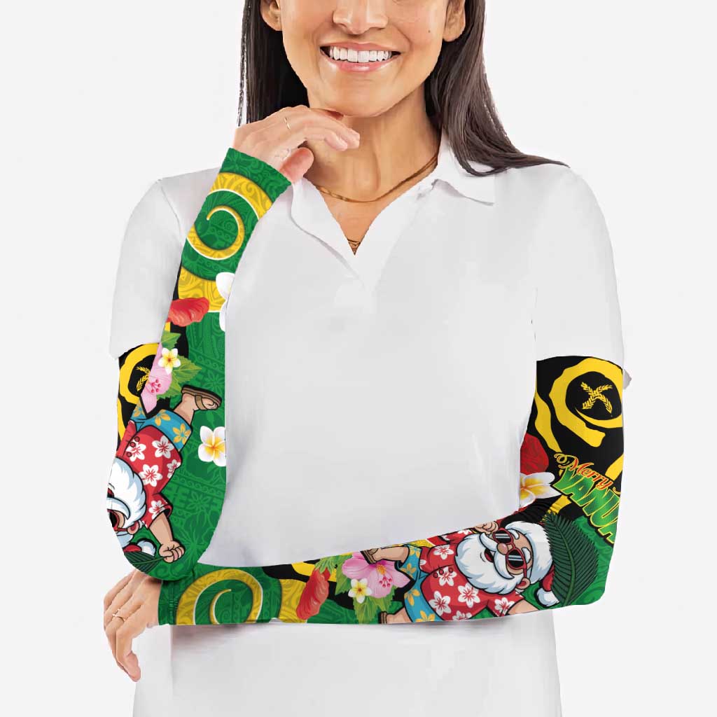 Vanuatu Christmas Arm Sleeves Funny Santa with Namele and Boar Tusk Tribal LT03 - Polynesian Pride