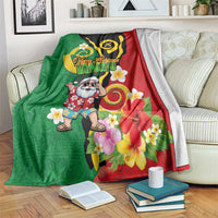 Vanuatu Christmas Blanket Funny Santa with Namele and Boar Tusk Tribal LT03 Green - Polynesian Pride