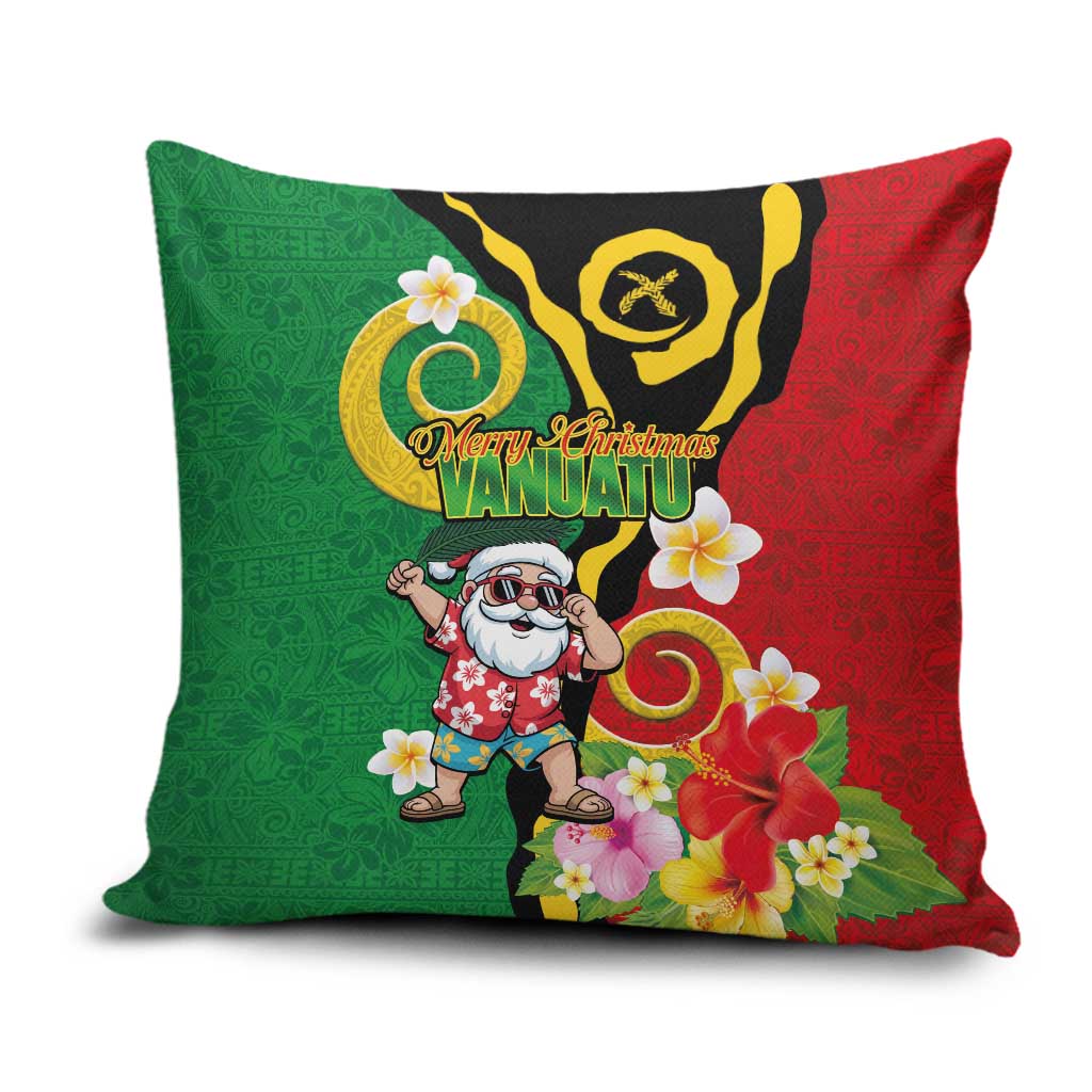 Vanuatu Christmas Pillow Cover Funny Santa with Namele and Boar Tusk Tribal LT03 Green - Polynesian Pride