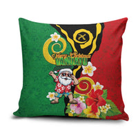 Vanuatu Christmas Pillow Cover Funny Santa with Namele and Boar Tusk Tribal LT03 Green - Polynesian Pride